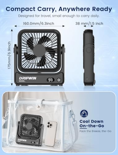 2-Pack Magnetic Cruise Approved Fan, 5000mAh Ultra-Slim Travel Fan Rechargeable, 4-Speed, Hook Design, Portable Fan for Cruise Ship Cabin, Bedroom Sleeping, Camping, Travel & Cruise Essentials 2026