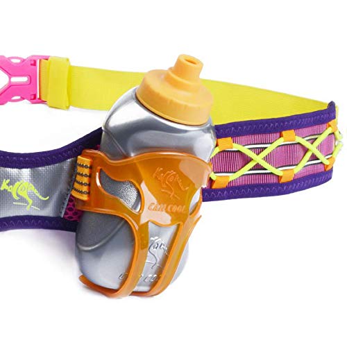 247 Viz Hydration Belt - Fits iPhone 8, X and Similar Phones - with 2 BPA Free Water Bottles and Pouch System - Running Fuel Belt & Runners Reflective Gear for High Visibility (Purple) - Thumbnail 5