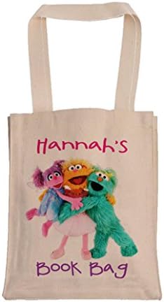 Personalized Canvas Book Bags With Gusset - Canvas Tote Bag - Kids Book Bag - Custom Library Bag - Personalized Library Bag - Abby Rosita and Zoe