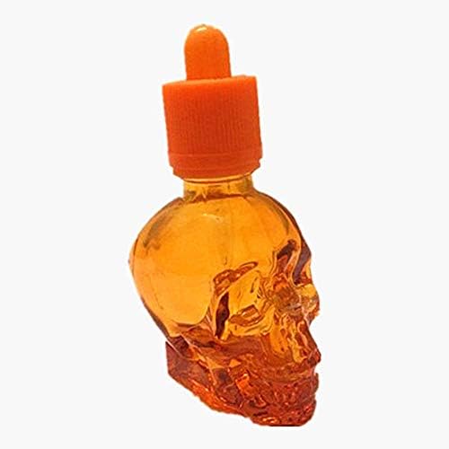SimonX 1 Piece 30ml Skull Bottle Bitter Bottle E Liquid Frosted Black Skull Shape Glass Dropper Bottle With Child Proof 30ml Orange