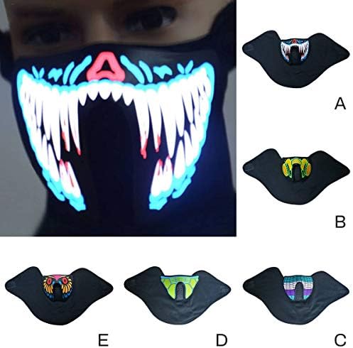 Sound Activated LED Luminous Flashing Face Party Light Up Masks Light Up Dance Halloween Cosplay