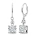 Sterling Silver Genuine, Simulated or Created Gemstone 7mm Cushion-cut Dangle Leverback Earrings