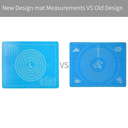 Non-Slip Silicone Pastry Mat with Measurements for Silicon Baking Mats, Non-Stick Dough Rolling Mat, Kneading/Place Mats, Fondant/Sugarcraft/Pie Crust Mat by Super Kitchen (15Ã—20, Blue)
