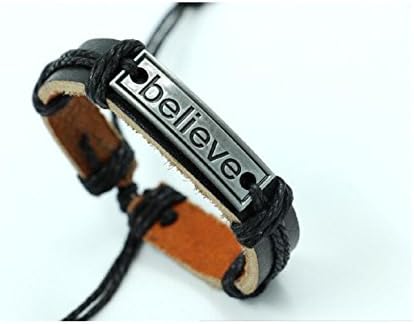 Fariishta Jewelry Believe Alloy Hand Braided Adjustable Leather Wrap Bracelet£¨black£©