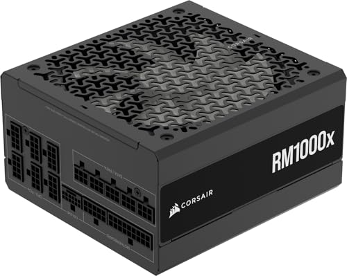 CORSAIR RM1000x Geräuscharmes Vollständig Modulares ATX-Netzteil – Zero RPM-Lüftermodus, ATX 3.1-Konform, PCIe 5.1-Unterstützung, Cybenetics Gold, Native 12V-2x6-Anschluss – Schwarz