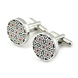 PenSee Rare Retro Stainless Steel & Czech Crystal Diamond Cufflinks for Men with Gift Box