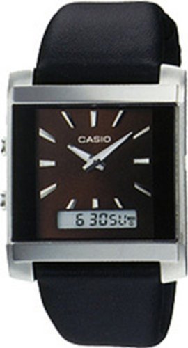 CasioMen's Core MTF110L-5A Black Leather Quartz Watch with Brown Dial