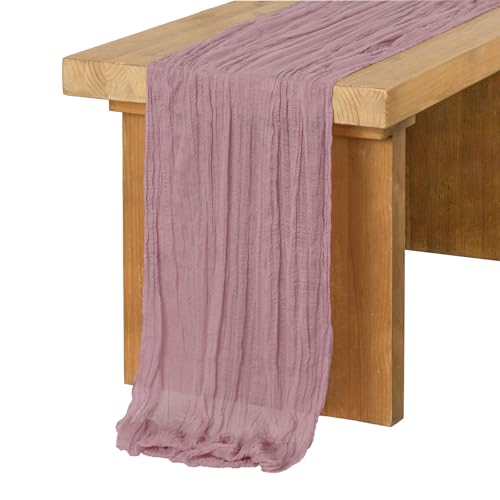 Ling's Moment 14Ft Lilac & Gold Cheesecloth Table Runner at Amazon