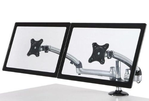 Cotytech Expandable Dual Desk Mount Spring Arm Grommet Base - Silver (DM-GSD12-G)