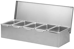 Bafnsiji Stainless Steel Condiment Tray Ice Chilled Condiment Caddy Garnish Tray Stainless Steel Condiment Dispenser with 6 C