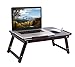 Sofia + Sam Bamboo Laptop Lap Tray with Adjustable Legs – Foldable Breakfast Serving Bed Tray – Lap Desk with Tilting Top and Side Drawer – Laptop Stand – Walnutthumb 1