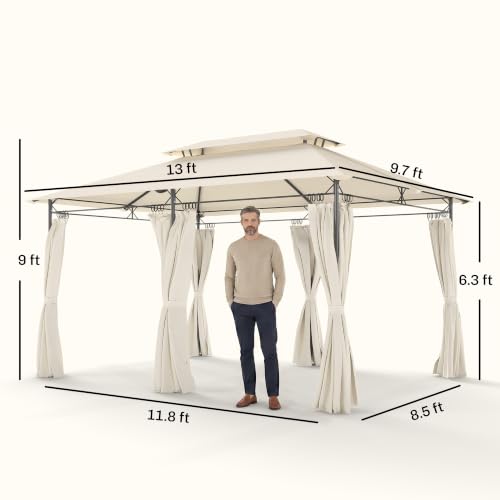 Outsunny 10x13 Patio Gazebo Review: Double Roof Outdoor Shelter with Removable Curtains image 24