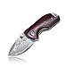 KUBEY Mini Folding Knife, Compact EDC and Gentleman's Pocket Knife with Wooden Handle for Camping Hunting and DIY (DM096)