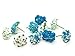 100 Mixed Blue Tone Color 10 mm Artificial Mulberry Paper Mini Rose Flower Wedding Scrapbook DIY Craft Scrapbook Bouquet Craft Stem Handmade Rose Valentines Anniversary Embellishment