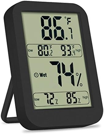 Digital Thermometer Hygrometer, iFeng Indoor Temperature Humidity Monitor Meter with LCD Screen ℃/℉ Switch for Home Office Car Warehouse Greenhouse Babyroom -Black