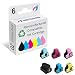 HOTCOLOR Remanufactured Ink Cartridge Replacement for HP 02 Ink for HP photosmart C5180 C6180 C6280 C7180 C7280 C7200 Printer (Black, Cyan, Magenta, Yellow, Light Cyan, Light Magenta, 6-Pack)