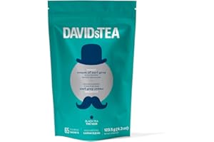 DAVIDsTEA Organic Cream of Earl Grey – High Caffeine Black Tea with Bergamot & Natural Vanilla – 65 Tea Bags – Smooth, Citrus