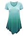 Lock and Love LL WT1051 Womens V Neck Short Sleeve Ombre Tunic Top XXL TEAL