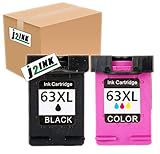 J2INK 2 Pack #63 XL Black &Color Ink Cartridges for Envy 4520 4526 4512 4516 Officejet 3830 4650