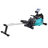 Goplus Water Rowing Machine Indoor Water Rower with Adjustable Resistance Water Wheel LCD Monitor & Heart Rate Sensor Full Body Exercise for Home Use