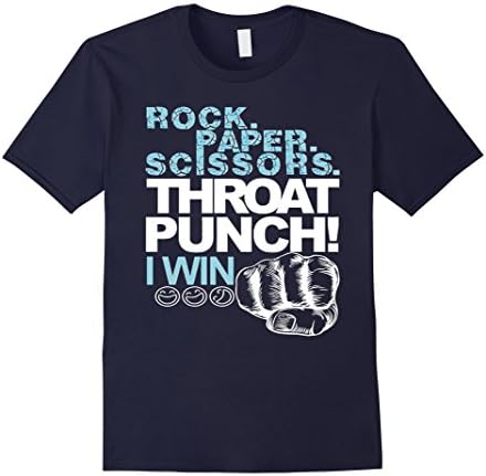 Men's Rock paper scissors throat punch tshirt Small Navy