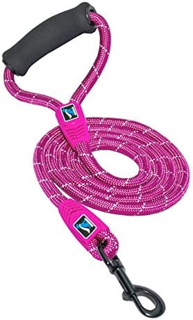 SuperScout Reflective Rope Dog Leash with Comfort Grip Handle (72 inches, Pink)