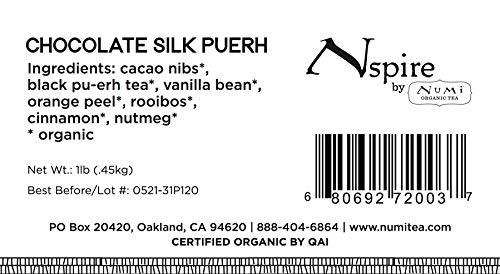 Nspire by Numi Organic Tea Chocolate Silk Pu-erh, 16 Ounce Pouch, Loose Leaf Black Tea - Image 8