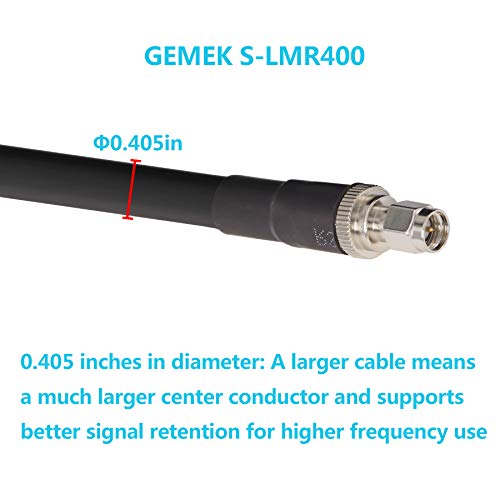 100 ft Low-Loss Coaxial Extension Cable (50 Ohm) SMA Male to SMA Female Connector, GEMEK Pure Copper Coax Cables - Antenna Lead Extender for 3G/4G/5G/LTE/ADS-B/Ham/GPS/WiFi/RF Radio Use (Not for TV)