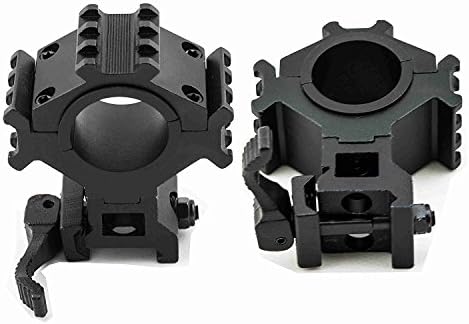 Quick Detachable Heavy Duty 1" (25.4mm) to 30mm Shockproof Weaver Picatinny Universal Scope Mount Ring Picatinny Rail on Top and Side for Mounting Laser Sight or Tactical Flashlight