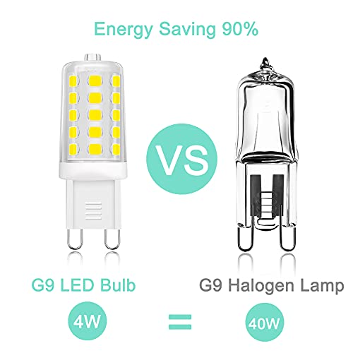 Anmossi Lampadine LED G9,Bianco Fredda 6000K,400 Lumen,Lampadina LED 4W,Equivalente Lampada Alogena 40W,AC 220-240V,Angolo a Fascio 360 °,Non Dimmerabile,5 Pezzi