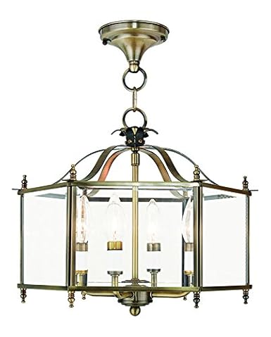 Antique Brass Livingston 4 Light Semi Flush Ceiling Fixture