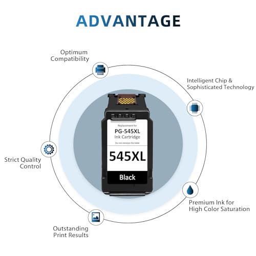 PG 545 XL, PG-545XL Ink Cartridge Replacement for Canon 545, 545 XL, Black for Canon Pixma TS3350 MG2550s TS3150 MG2450 MG2950 MG2555s iP2850 MX495 MG3050 MG2550 TR450 50 TR4 551 cm