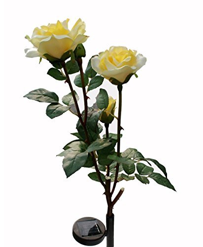 Solar Yellow Rose Flower Lights, LED Garden Lights Solar Path Night Lighting Indoor Outdoor Home Bedroom Decor