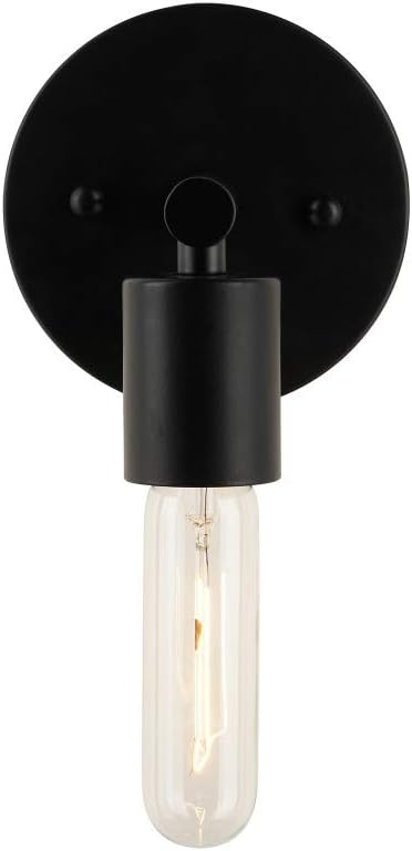  Brand – Rivet Mid-Century Modern Wall Sconce with Novelty Bulb, 5.25"H, Matte Black - - 
