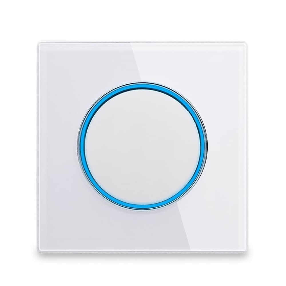 Circle 1/2/3/4 gang 2 way Push Button Wall Light Switch Glass Frame Light LED Indicator (white 1 gang 2 way) — image 1