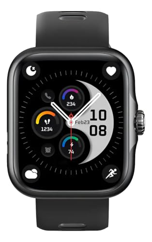 Smartwatch Action com GPS Integrado, Alexa integrada, Tela AMOLED, Resistência 3ATM, A prova d'água, Fitness e Notificações Inteligentes Pulseira Respirável (Preto)