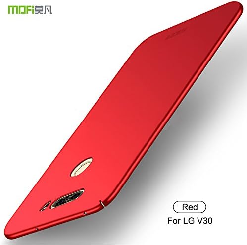 Dabiaoge LG V30 Case,Ultra-Thin Hard PC LG V30 Cover with [Tempered Glass Screen Protector],Simple Stylish Fully Protective Matt [Anti-Fingerprint] for LG V30 - Red