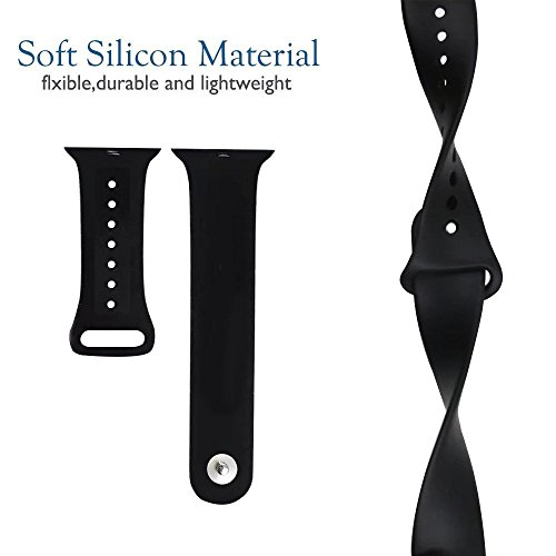 iDon Smart Watch Sport Band, Soft Silicone Replacement Sports Band for Apple Watch Band 42mm 2017 Series 3 Series 2 Series 1 (M/L, Black)