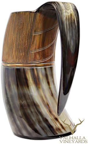 XXL King Size Authentic Natural Style Viking Buffalo Drinking Pitcher / Mug - Authentic Medieval Inspired Mug/Pitcher (42 oz) (Darker Color)