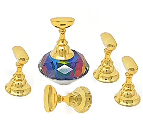 Kiara World Magnetic Nail Art Tips Stand Crystal Base Alloy Holders Manicure Set Practice Holder Salon Tool DIY (Rainbow)