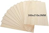 MIVIDE 12Pcs Balsa Wood Sheets 300x210x3MM A4 for Arts DIY Crafts view 2