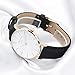 Simple Women Men Quartz Watch PU Leather Strap Ladies Girls Dress WristWatch, Black-Rose Gold