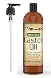 Premeo Castor Oil 16 oz. Cold Pressed, Moisturizer for Skin & Hair, Eyelashes