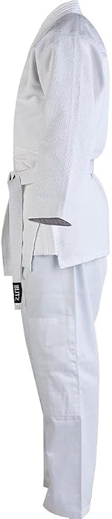 Blitz Judo Gi White 1/140cm - Traditional Wrap Uniform with White Belt view 3