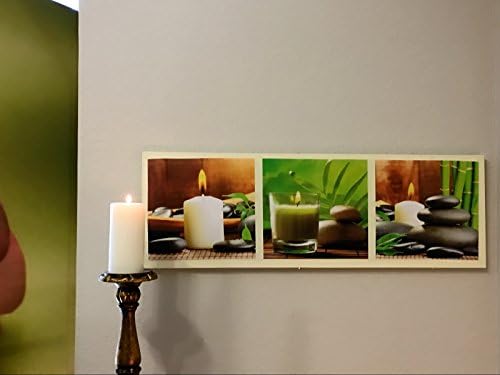 Kin By Nicola- Green Bamboo, Basalt Stones and Brown Peaceful Calm Theme Print on Canvas with LED Light