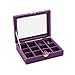 New Wayzon 12 Grids Jewelry Holder Organizer Box Storage Case Earrings Rings Disply with Lock for Women Girls (Purple)