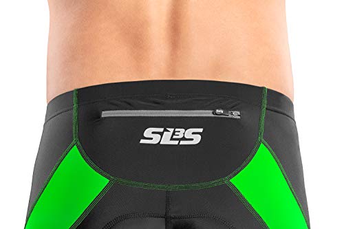 SLS3 FXZ Men Triathlon Shorts - Tri Bike Shorts Men - Triathlon Suit Men (Black/Green, S)