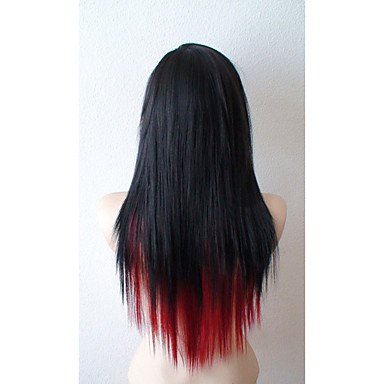 Mzp Black Wine Red Scene Hairstyle Wig Emo Long Straight Black