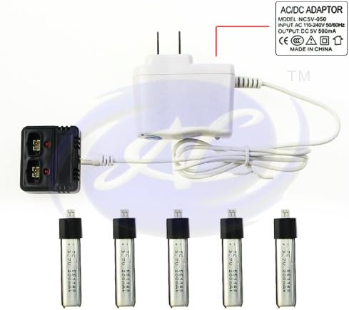 NC® BRAND NEW 5pcs Combo Upgraded 200mah Batteries &amp; 110V AC Charger For WLTOYS V911 RC Helicopter - New Version -