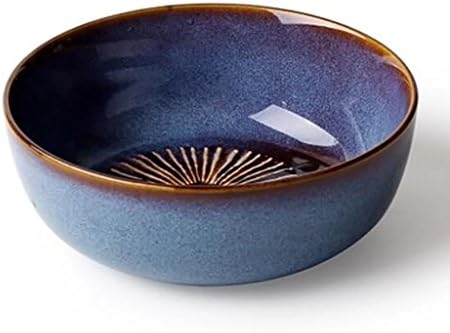 Salad bowl Fruit bowl Ceramic Bowl Fruit Salad Bowl Hand-painted Navy Blue Ceramic Bowl Restaurant Rice Bowl Western Pasta Bowl Cereal bowl，Ramen bowl